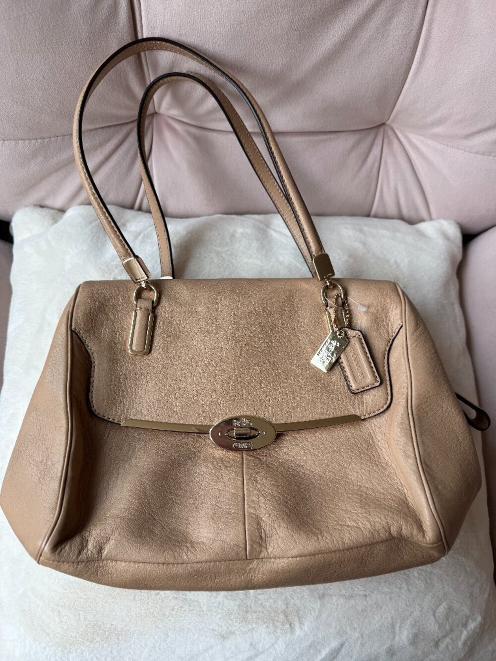 Coach Madison Madeline Handbag - tan